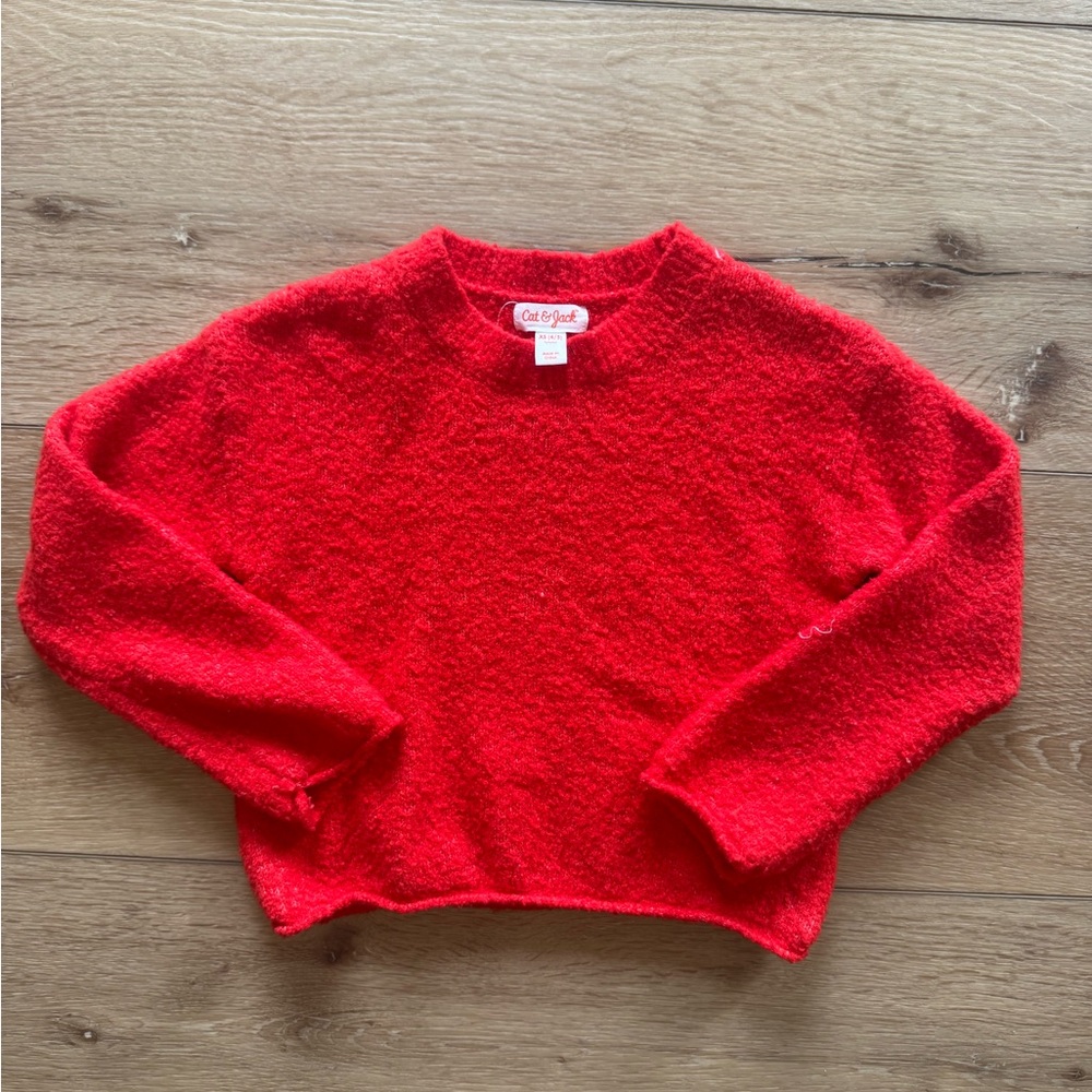 Cat & Jack Vibrant Red Kids Sweater